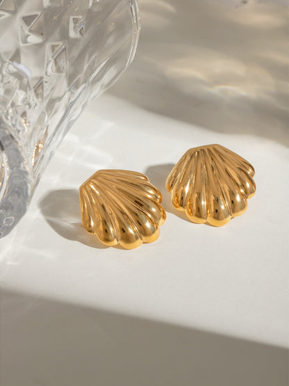 18K Gold-Plated Stainless Steel Shell Stud Earrings