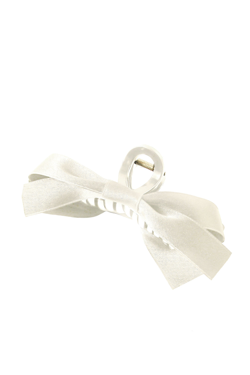 White Bow Decor Large Hair Claw Clip